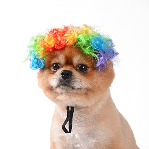 Funny Hund Perücke, Katze Rollenspiel Perücke, Halloween, Weihnachten, Partys, Fest für Haustiere Perücke, kleine, mittlere und große Hunde Perücke (Farbige Clowns) von TESSVEYA