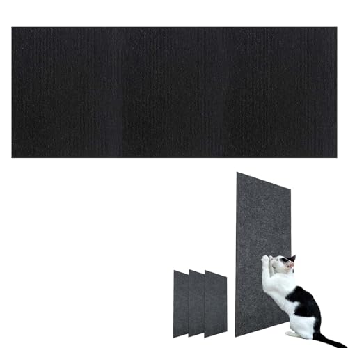 TETGSET DIY Climbing Cat Scratcher, Katzen Kratzmatte Selbstklebend, Cat Scratcher Klebend, Kratzmatte Katze Selbstklebend, Katzenteppich Selbstklebend (40 * 200cm/15.7 * 78.7in,Schwarz) von TETGSET