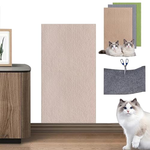 TETGSET Kratzmatte Selbstklebend, Kratzmatte Katze Wand 100/200/300 cm, Kratzmatten FüR Katzen, Katzen Kratzmatte FüR Die Wand, Kratzmatte Katze FüR Sofa (Khaki,60 * 100cm) von TETGSET