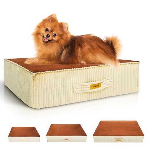 TETHAK Hundebett - Komfortable, Wasserdicht & Orthopädisch mit waschbarer Hundedecke - rutschfest & Pflegeleicht - mittelgroße Hunde (75 x 50 x 15 cm) von TETHAK