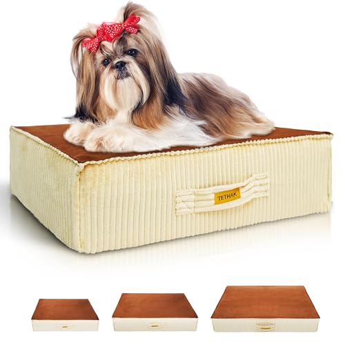 TETHAK Hundebett - Komfortable, Wasserdicht & Orthopädisch mit waschbarer Hundedecke - rutschfest & Pflegeleicht - kleine Hunde (60 x 40 x 15 cm) von TETHAK