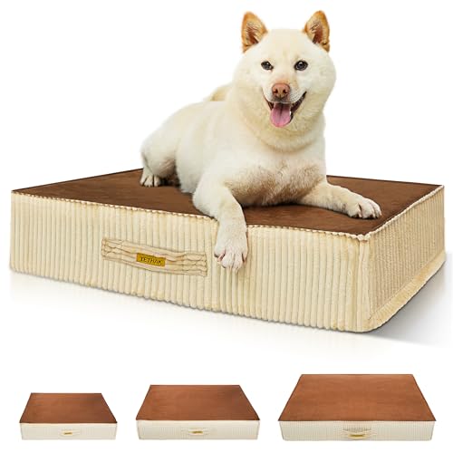 TETHAK Hundebett - Komfortable, Wasserdicht & Orthopädisch mit waschbarer Hundedecke - rutschfest & Pflegeleicht - große Hunde (90 x 60 x 15 cm) von TETHAK