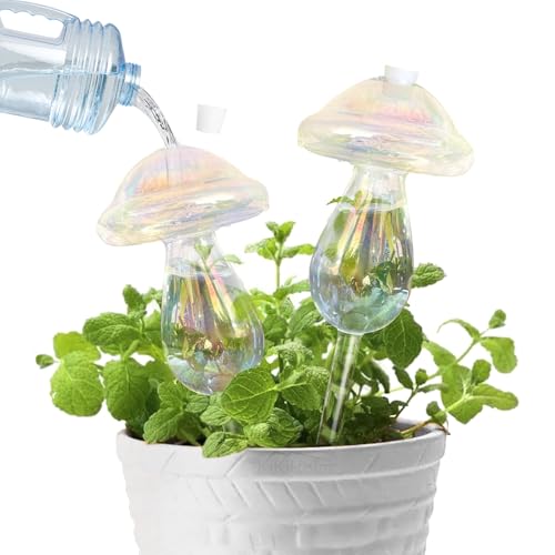 Bewässerungskugeln Glas, 2 Stück Bunte Glas Pflanzenbewässerungskugeln, Automatische Bewässerung Zimmerpflanzen, Urlaubsbewässerung Kugeln Wasserspender Pflanzen für Indoor Garten Balkon (2 PCS B) von TETSMG