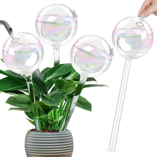Bewässerungskugeln Glas, 2 Stück Bunte Glas Pflanzenbewässerungskugeln, Automatische Bewässerung Zimmerpflanzen, Urlaubsbewässerung Kugeln Wasserspender Pflanzen für Indoor Garten Balkon (4 PCS) von TETSMG