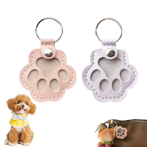 Schlüsselanhänger für Tierhaare, Personalisierte Aufbewahrungsbox für Tierhaare, Pfotenabdruck Schlüsselanhänger zum Sammeln von Katzen Hundehaaren für Tierliebhaber, Erinnerung Hund & Katzen (B) von TETSMG