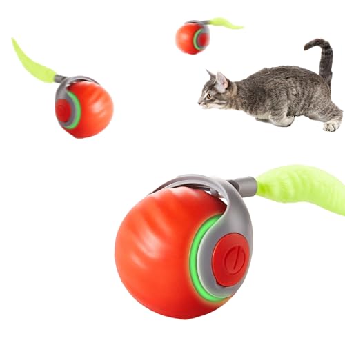 TETSMG Elektrisches Katzenspielzeug | Interaktiver Katzenspielzeug mit Federschwanz Katzenspielzeug selbstbeschäftigung Intelligente Hindernisvermeidung Katzenspielzeug Elektrisch Ball von TETSMG