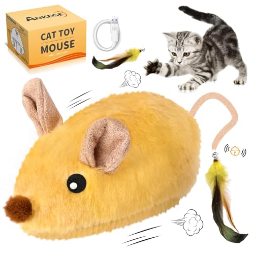 TETSMG Katzenspielzeug Selbstbeschäftigung Elektrisch Maus mit Federschwanz, Magic Maus Katze, Interaktives Katzenspielzeug Maus Mäuse mit LED Licht, Wiederaufladbar Spielmaus Maus für Katze (Gelb A) TETSMG Katzenspielzeug Selbstbeschäftigung Elektrisch Maus mit Federschwanz, Magic Maus Katze, Interaktives Katzenspielzeug Maus Mäuse mit LED Licht, Wiederaufladbar Spielmaus Maus für Katze (Gelb A) von TETSMG