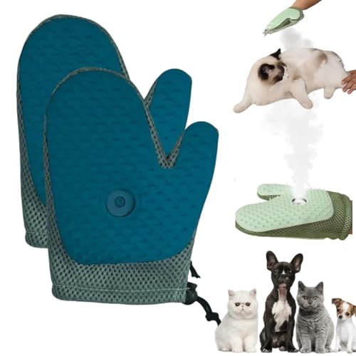 Tierhaarentferner Handschuh, 2025 Neu Haarentfernungshandschuh & Fellpflegehandschuh mit Spray, Katzenhaarentferner Handschuh, Antistatische Katzenbürste mit Dampf, Pet Hair Remover Glove (Blau * 2) Tierhaarentferner Handschuh, 2025 Neu Haarentfernungshandschuh & Fellpflegehandschuh mit Spray, Katzenhaarentferner Handschuh, Antistatische Katzenbürste mit Dampf, Pet Hair Remover Glove (Blau * 2) von TETSMG