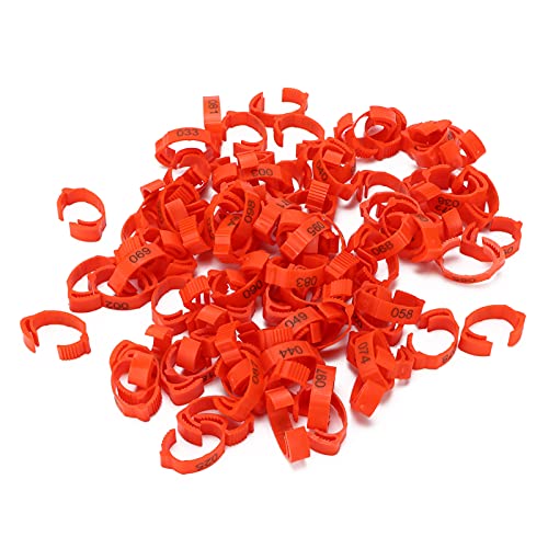 100 Stück haltbare Clips an den Füßen für Hühnchen, Engel, Gänse, Quail, Tauben, Vogelidentifikation und Tracking, einfach anzuwenden und wiederverwendbar (rot (100 Packungen pro Pack)) von TEUOPIOE