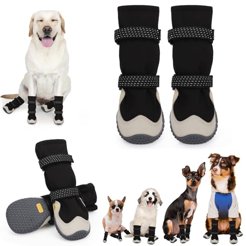 Hundeschuhe für große, kleine, mittelgroße Hunde, Schneestiefel für den Winter, Hundeschuhe und Pfotenschutz, um Lecken zu verhindern, rutschfeste Hundeschuhe mit reflektierendem für heißen Gehweg von TEWIWAP