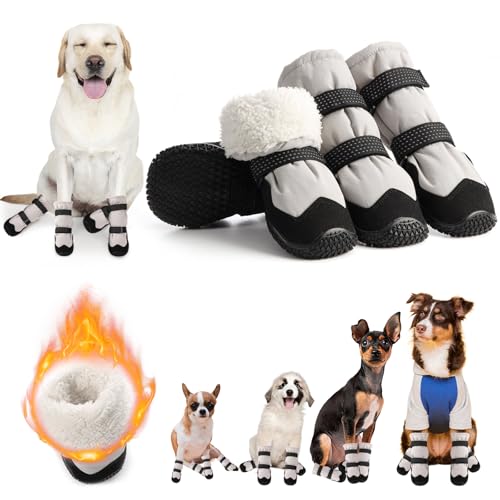 Winter-Schneestiefel für Hunde, mit warmem Wollfutter, Hundeschuhe für große, kleine, mittelgroße Hunde, Hundeschuhe und Pfotenschutz, rutschfeste Hundeschuhe mit reflektierendem für Schnee Winter-Schneestiefel für Hunde, mit warmem Wollfutter, Hundeschuhe für große, kleine, mittelgroße Hunde, Hundeschuhe und Pfotenschutz, rutschfeste Hundeschuhe mit reflektierendem für Schnee von TEWIWAP