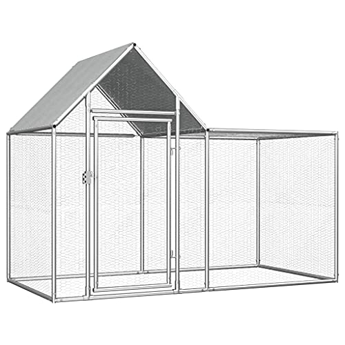 Freilaufgehege, Tierlaufstall mit Sonnenschutz, Kleintierstall, Hühnerstall mit Einem Wasserfesten Dach, Abschließbare Tür mit Riegeln, 2x1x1,5 m Verzinkter Stahl von TEWTX7