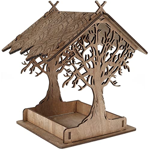 Vogelhäuschen aus Holz, Vintage-Vogelhaus, feines Vogelhäuschen aus Holz, Ornament für den Außenbereich, Garten, Innenhof (A, Einheitsgröße) von TEmkin