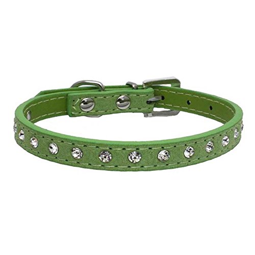 TFENG Halsband für Hunde und Katzen, Classic Baumwolle Einstellbare Katzenhalsband Welpen HundeHalsband (Size M,Grün) von TFENG