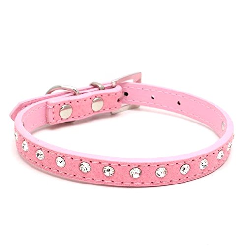 TFENG Halsband für Hunde und Katzen, Classic Baumwolle Einstellbare Katzenhalsband Welpen HundeHalsband (Size XS,Pink) von TFENG