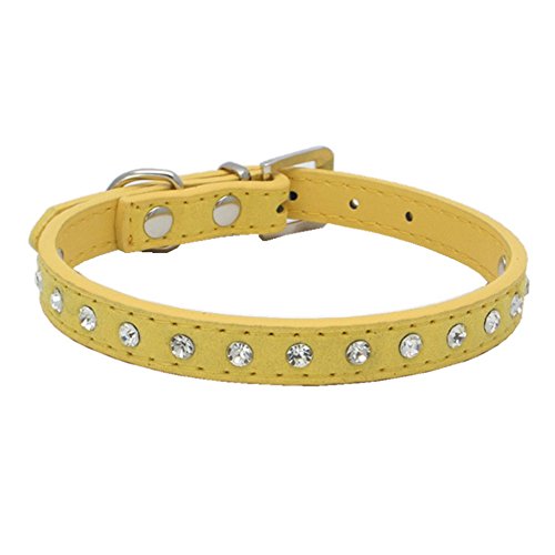 TFENG Halsband für Hunde und Katzen, Classic Baumwolle Einstellbare Katzenhalsband Welpen HundeHalsband (Size XXS,Gelb) von TFENG
