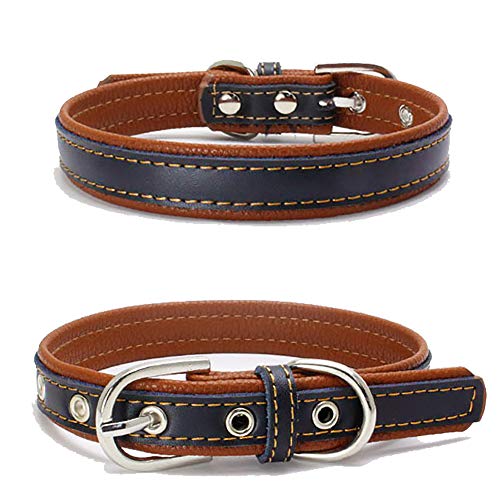 TFENG Hundehalsband, Verstellbarer Lederhalsband Basic Bling Halsbänder für Katzen und Hunde(Braun,S) von TFENG