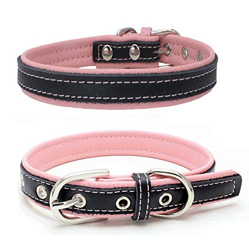 TFENG Hundehalsband, Verstellbarer Lederhalsband Basic Bling Halsbänder für Katzen und Hunde(Pink,L) von TFENG