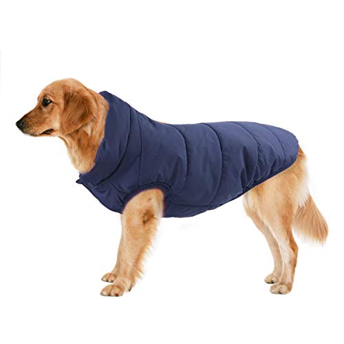 TFENG Hundemantel Hundejacke für Hunde, Warm gepolstert Puffer Weste Welpen mit Fleece, Blau, Größe M von TFENG