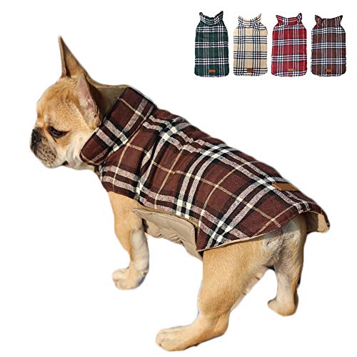 TFENG Hundemantel Hundejacke für Hunde Welpen, Gepolstert Puffer Umkehrbares Design Weste Regenmantel (Braun, Größe M) von TFENG