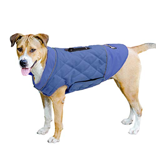 TFENG Reflective Hunde Dog Jacket Wendehundemantel Warm Gepolsterte Puffer Hundeweste Puppy Jacket (Blau, L) von TFENG