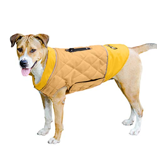TFENG Reflective Hunde Dog Jacket Wendehundemantel Warm Gepolsterte Puffer Hundeweste Puppy Jacket (Gelb, S) von TFENG