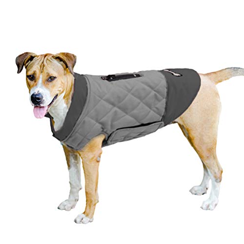 TFENG Reflective Hunde Dog Jacket Wendehundemantel Warm Gepolsterte Puffer Hundeweste Puppy Jacket (Grau, L) von TFENG