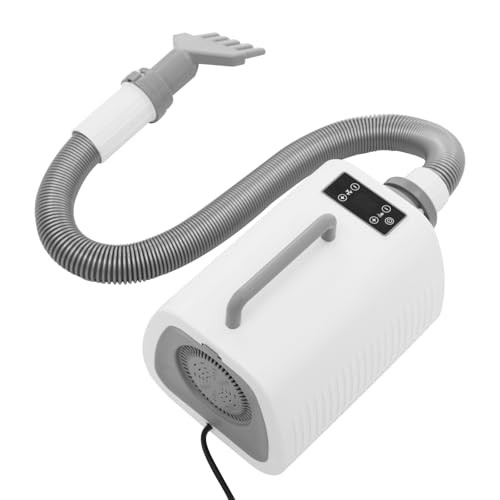 TFIANYNI 2100W Blower Hundefön, 1-9 Geschwindigkeits Und Temperatureinstellung, Hunde Haartrockner Hundefön Digital Touch Bedienung, Mit 3 Düsen, Tragbar (Weiß) von TFIANYNI