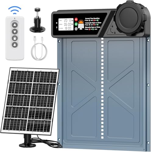 TGFIX Automatische Hühnerklappe Solar Elektrische Hühnertür Automatisch mit Timer, Aluminium Hühnerstalltür IPX45 für Hühnerhaltung von TGFIX