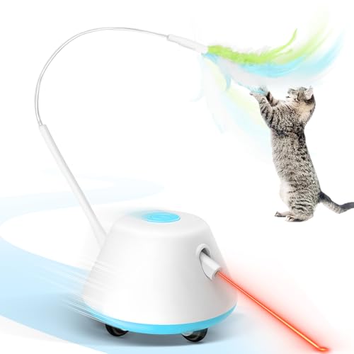TGFIX Laser katzenspielzeug,3 in 1 laserpointer& Federn&Räder, die Laufen können für Kleine Große Katzen Spielzeug für Katzen,flaufrad Katze,cat Laser Toy,selbstbeschäftigung von TGFIX