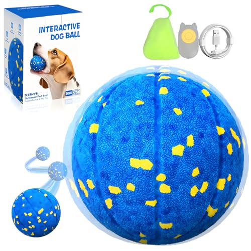TGFIX ETPU Interaktiver Spielball für Hunde mit 3 Spielmodi IPX7 Aufbewahrungstasche, Hundeball Elektrisch Hundespielzeug Unzerstörbar, Selbstrollender Ball Hund Bewegt Sich mit LED-Lichtern (Blau) von TGFIX