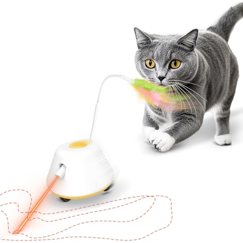 Interaktives Katzenspielzeug Elektrisches katzenspielzeug interaktiv für Übungen und Spiel,Intelligenzspielzeug für katzen,einen abnehmbaren Spielzeugkörper, drei Ersatzfedern und eine Laserfunktion von TGFIX