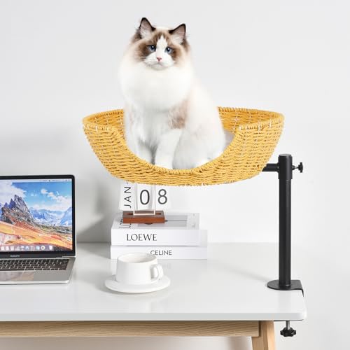 Ma Teng Katzennest mit handgefertigter Verarbeitung, geeignet für Katzen bis zu 18 kg, Stahlrahmen, verstellbare Höhe, um 360 Grad drehbares Katzen-Schreibtischbett, einfach zu installieren, inklusive Ma Teng Katzennest mit handgefertigter Verarbeitung, geeignet für Katzen bis zu 18 kg, Stahlrahmen, verstellbare Höhe, um 360 Grad drehbares Katzen-Schreibtischbett, einfach zu installieren, inklusive von TGMVI