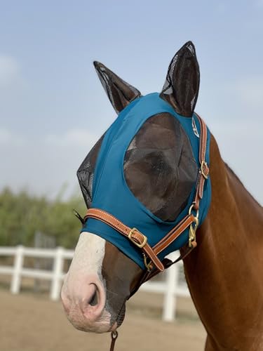 Fliegenmaske für Pferde, super Komfort, elastische Fliegenmaske mit Ohren, wir stellen nur Produkte her, die Pferde mögen... (Dunkelgrün, M) von TGW RIDING