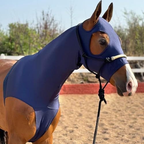 Pferdekapuze Slinky Lycra mit Reißverschluss, Mähnengeflecht, Schulterschutz, 1 Stück, Marineblau, Größe S Pferdekapuze Slinky Lycra mit Reißverschluss, Mähnengeflecht, Schulterschutz, 1 Stück, Marineblau, Größe S von TGW RIDING