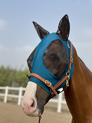 TGW RIDING Pferd Fliegenmaske Super Komfort Pferd Fliegenmaske Elastizität Fliegenmaske mit Ohren Wir stellen nur Produkte her, die Pferde mögen (Dunkelgrün, M) von TGW RIDING