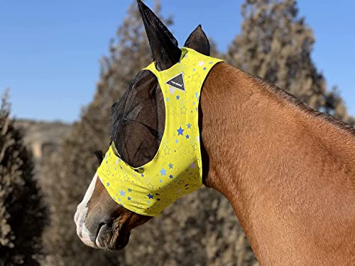 TGW RIDING Pferd Fliegenmaske Super Komfort Pferd Fliegenmaske Elastizität Fliegenmaske mit Ohren Wir stellen nur Produkte her, die Pferde mögen (Gelb, M) von TGW RIDING