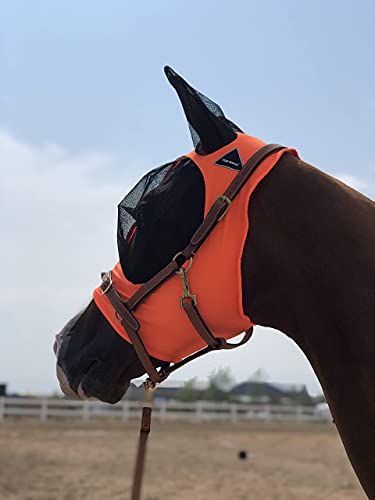 TGW RIDING Pferd Fliegenmaske Super Komfort Pferd Fliegenmaske Elastizität Fliegenmaske mit Ohren Wir stellen nur Produkte her, die Pferde mögen (Orange, M) von TGW RIDING