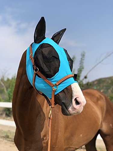 TGW RIDING Pferdefliegenmaske Super Komfort Pferd Fliegenmaske Elastizität Fliegenmaske mit Ohren Wir stellen nur Produkte her, die Pferde mögen (Pacific Blue, S) von TGW RIDING