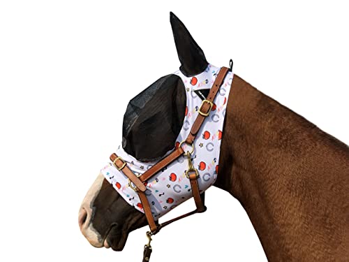 TGW RIDING Pferdefliegenmaske Super Komfort Pferd Fliegenmaske Elastizität Fliegenmaske mit Ohren Wir stellen nur Produkte her, die Pferde mögen (Weiß, M) von TGW RIDING