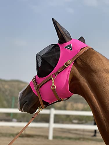 TGW Riding Super Fit Pferdefliegenmaske Pferde Fliegenmaske Horse Fly Mask (L, Dark Pink) von TGW RIDING