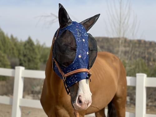 TGW Riding Super Fit Pferdefliegenmaske Pferde Fliegenmaske Horse Fly Mask (L, Moon) von TGW RIDING