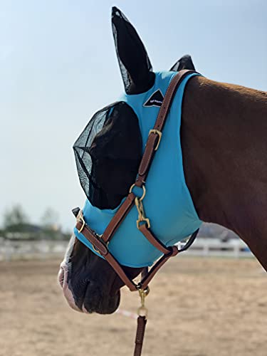 TGW Riding Super Fit Pferdefliegenmaske Pferde Fliegenmaske Horse Fly Mask (L, Pacific Blue) von TGW RIDING