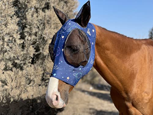 TGW Riding Super Fit Pferdefliegenmaske Pferde Fliegenmaske Horse Fly Mask (M, Blue Moon) von TGW RIDING