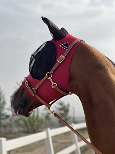 TGW Riding Super Fit Pferdefliegenmaske Pferde Fliegenmaske Horse Fly Mask (M, Burgundy) von TGW RIDING