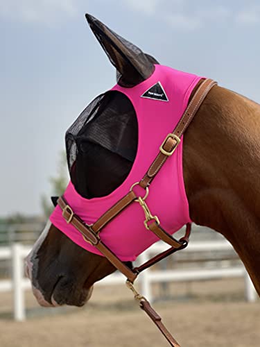 TGW Riding Super Fit Pferdefliegenmaske Pferde Fliegenmaske Horse Fly Mask (M, Dark Pink) von TGW RIDING