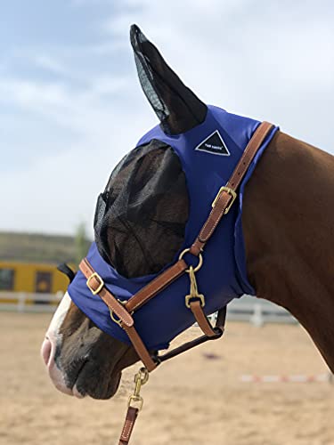 TGW Riding Super Fit Pferdefliegenmaske Pferde Fliegenmaske Horse Fly Mask (M, Navy Blue) von TGW RIDING