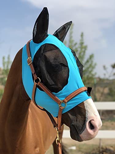 TGW Riding Super Fit Pferdefliegenmaske Pferde Fliegenmaske Horse Fly Mask (M, Pacific Blue) von TGW RIDING