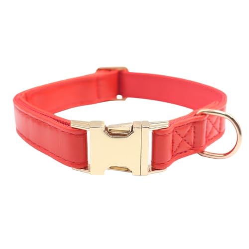 THAIN Hundehalsband aus weichem PU-Leder, klassisch, verstellbar, mit goldfarbener Metallschnalle, leicht zu reinigen und bequem, mit Polyester-Futter, passend für mittelgroße und große Hunde (Rot, L) THAIN Hundehalsband aus weichem PU-Leder, klassisch, verstellbar, mit goldfarbener Metallschnalle, leicht zu reinigen und bequem, mit Polyester-Futter, passend für mittelgroße und große Hunde (Rot, L) von THAIN