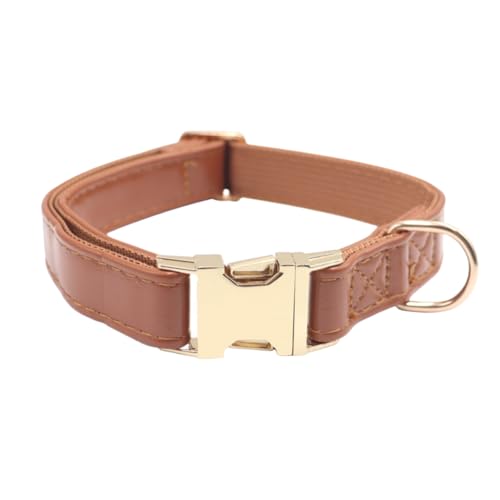 THAIN Hundehalsband aus weichem PU-Leder, klassisch, verstellbar mit Schnellverschluss, goldene Metallschnalle, leicht zu reinigen und bequem, mit Polyester-Futter, passend für mittelgroße und große THAIN Hundehalsband aus weichem PU-Leder, klassisch, verstellbar mit Schnellverschluss, goldene Metallschnalle, leicht zu reinigen und bequem, mit Polyester-Futter, passend für mittelgroße und große von THAIN